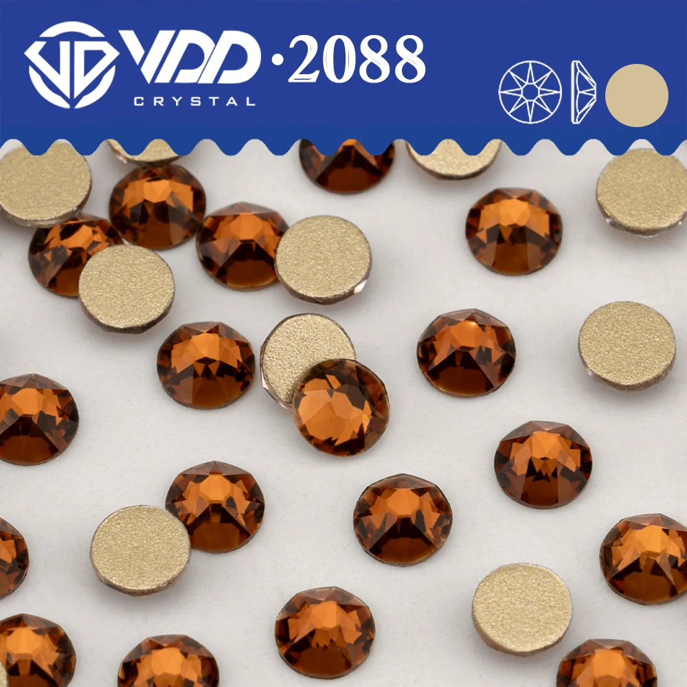 VDD 229 Rauchiges Amber 2088 Nicht-Hotfix Strasssteine Hohe Qualität AAAAA 8 Große 8 Kleine Glaskristall Flachboden Strasssteine BD888-229 – Detail 1