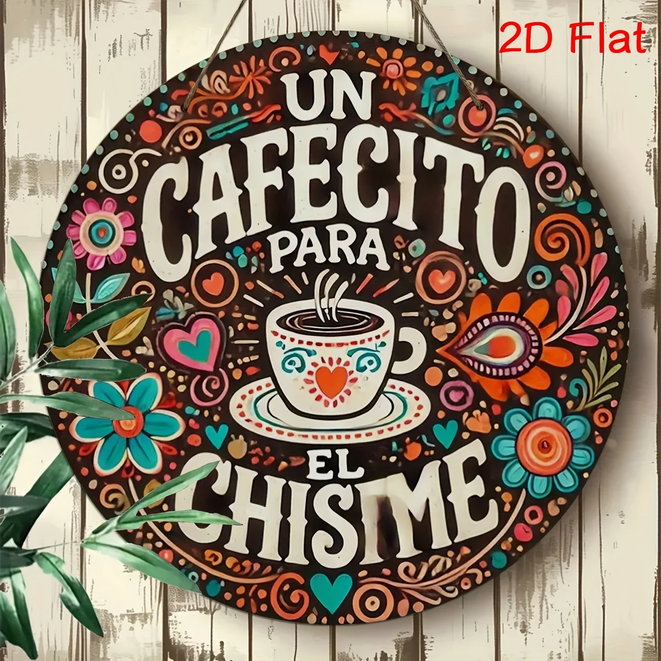 Plan 2D - 2D représente une décoration murale en bois de style rétro |   Avec le motif de "café avec bière"
