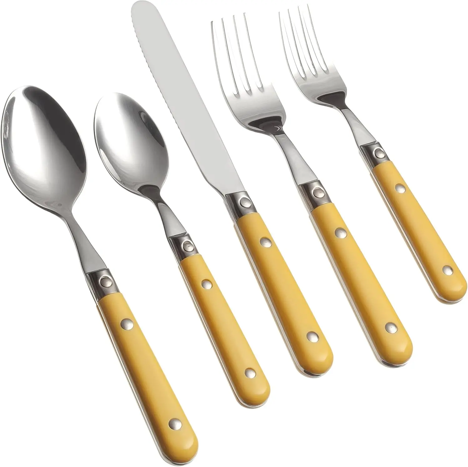 

International Le Prix 20-Piece Stainless Steel Flatware Place Setting, Mimosa Yellow, Service for 4