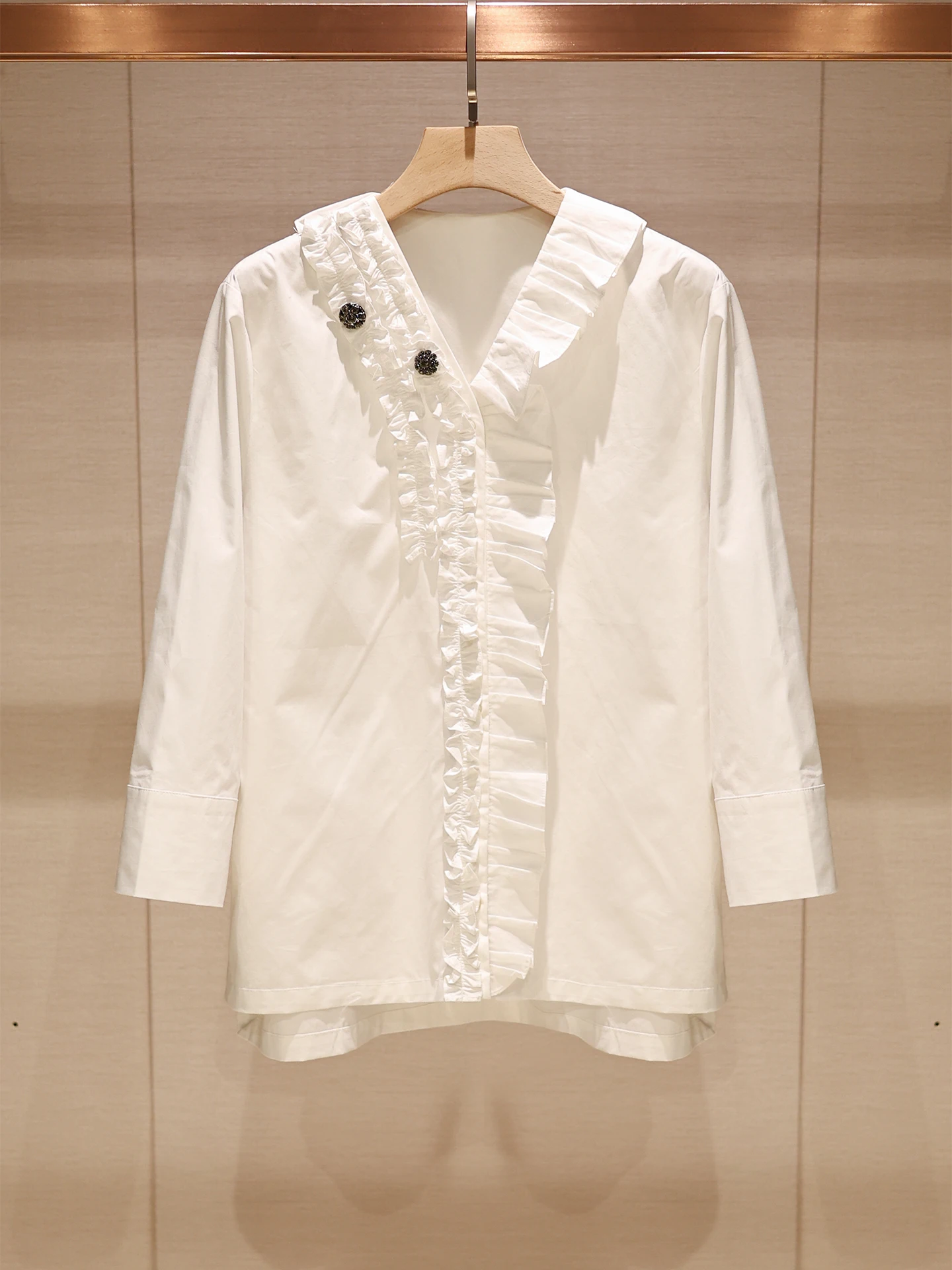 

Unique Women's Loose V-Ne irt Spring Autumn Season Floral Lace Trim Slimming Top Faion Design Sense Casual irt