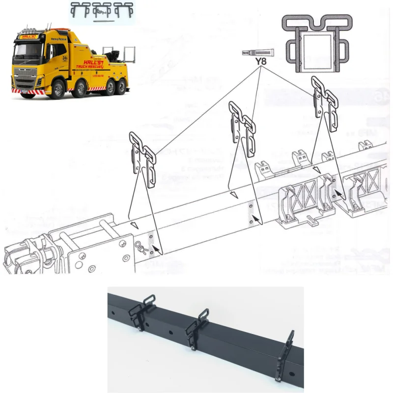 Iron Chain Position Bottom for Tamiya 1/14 RC Rescue Truck Volvo 56362 Rope Cord Position 1:14 Wrecker Truck Upgrade Parts