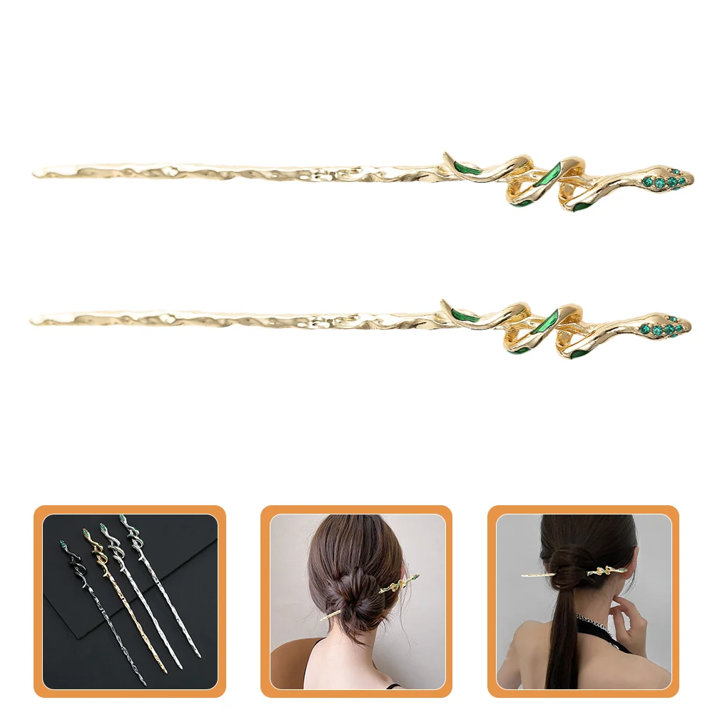 

2 Pcs Vintage Hairpin Sticks Minimalist Jewelry for Women Chopsticks Accessories Girls Womens Decorate Fork