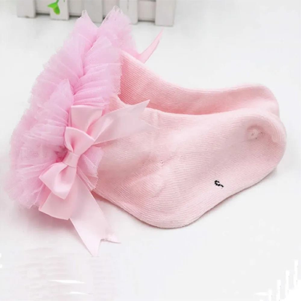 신생아 아기 양말 편안한 공주 베이비 레이스 양말 콤비네이션 코튼 걸스 baby Bowknot Infant Ruffled Knitting socks