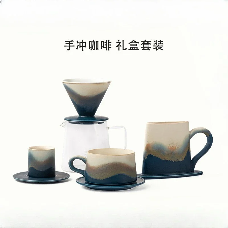 Coffee cups and saucers, ceramic simple latte cups with high value