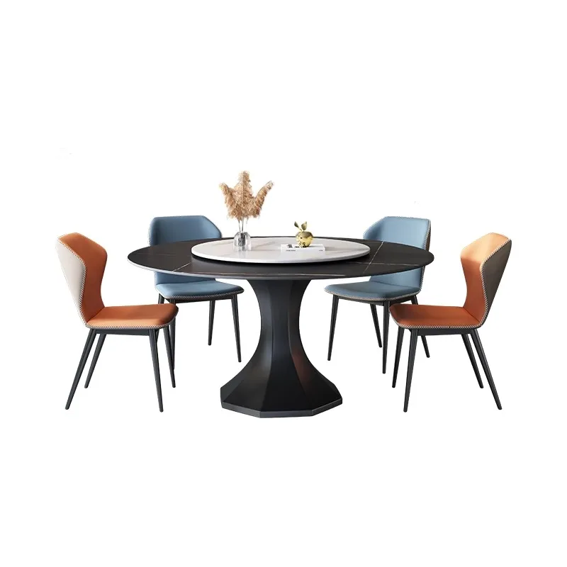 

Modern Style Luxury Marble Circular Dining Table Chair Set 4 6 8 Seater Kitchen Room Restaurant Sintered Stone Furniture Designs
