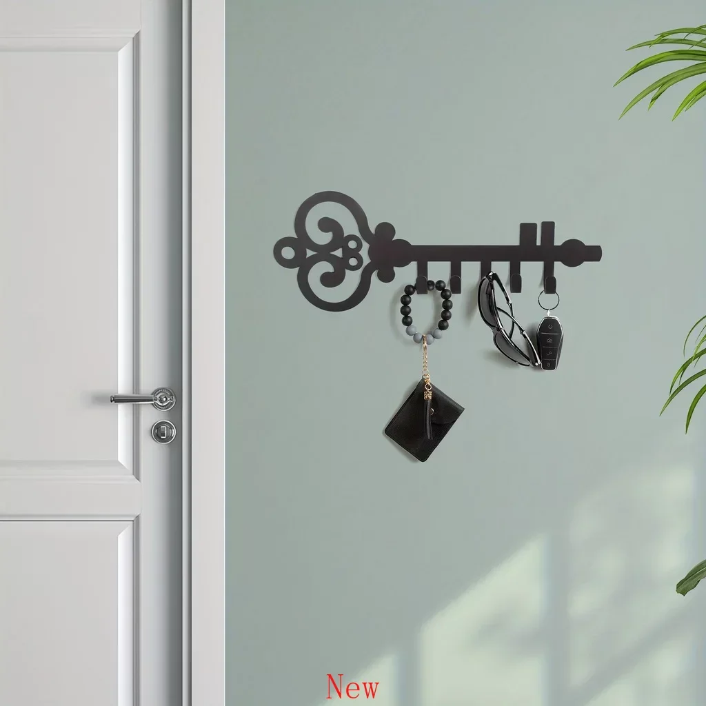 

Promotion Wall Mounted Key Holder Key Storage Row Hooks for Wall Mounted Decorative Black Metal Key Organizer Rack Hook Wall Coa