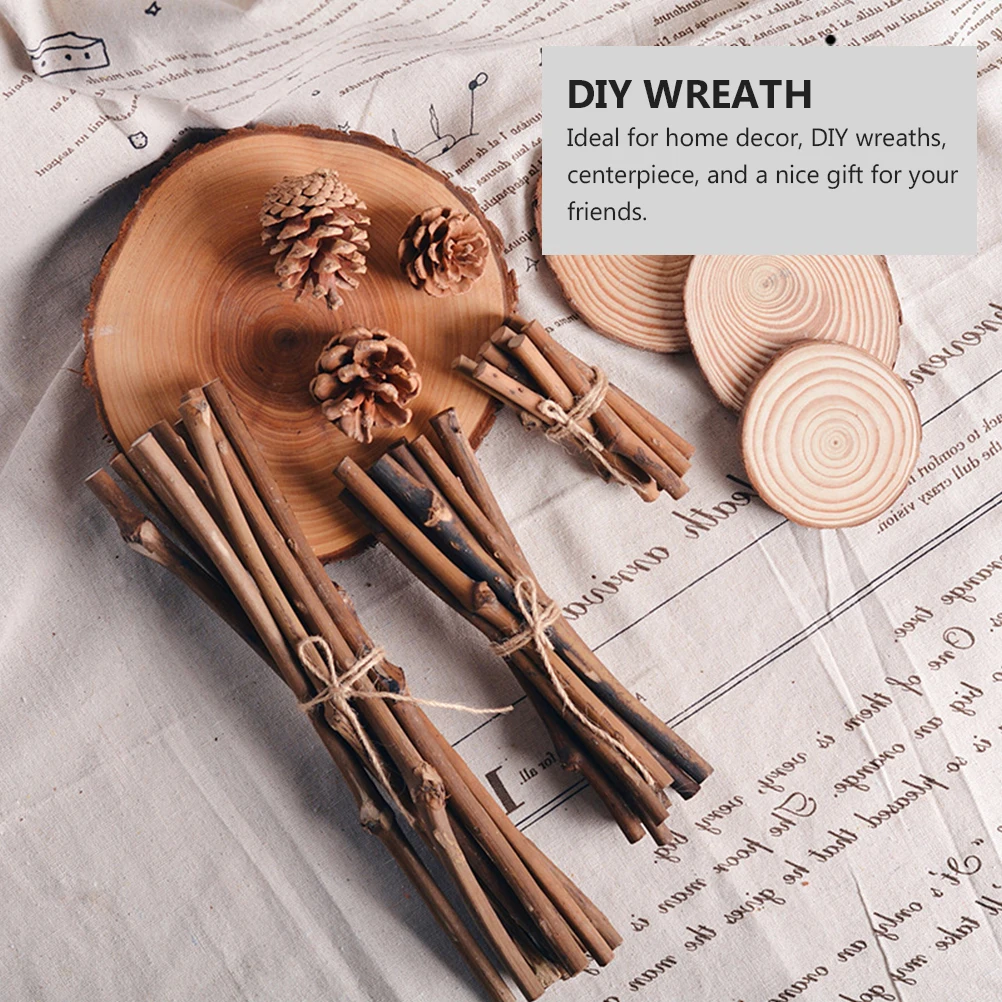 

21Pcs Dried Pine Cones and Wooden Sticks Set for Christmas Wood Slices DIY Craft Centerpiece Holiday Decorations