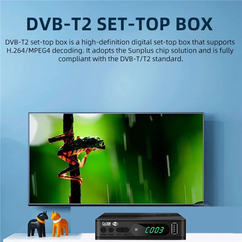 2x DVB-T2 sintonizador de tv terrestre receptor de tv via satélite decodificador de tv digital hevc dvbt2 h.264 hd usb set top box plugue da ue