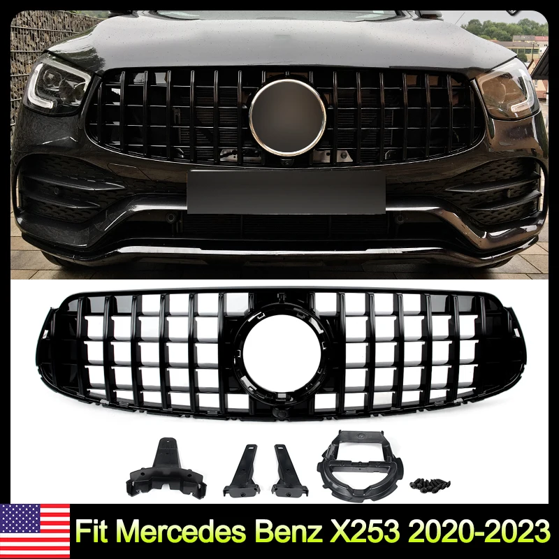 

Gloss Black GTR Style Front Grille For 2020-2023 Mercedes-Benz X253 GLC300 GLC43
