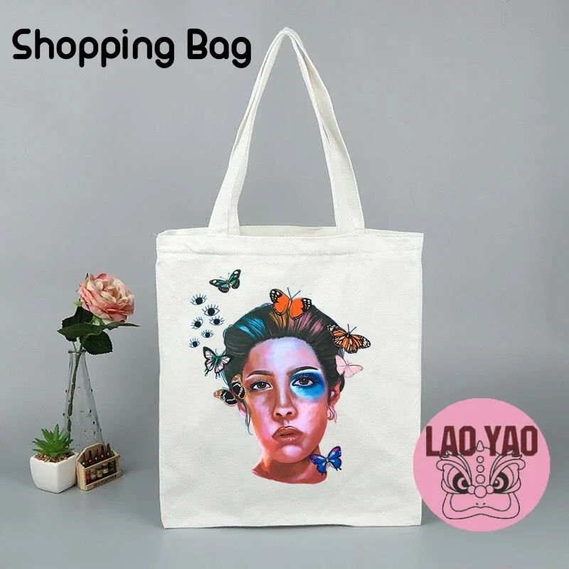 Halsey Canvas Tote Bag Woman Fans Gift Female Singer Aesthetic Bags Totebag Handbags Women Shopper Shopping Cloth Large Hand