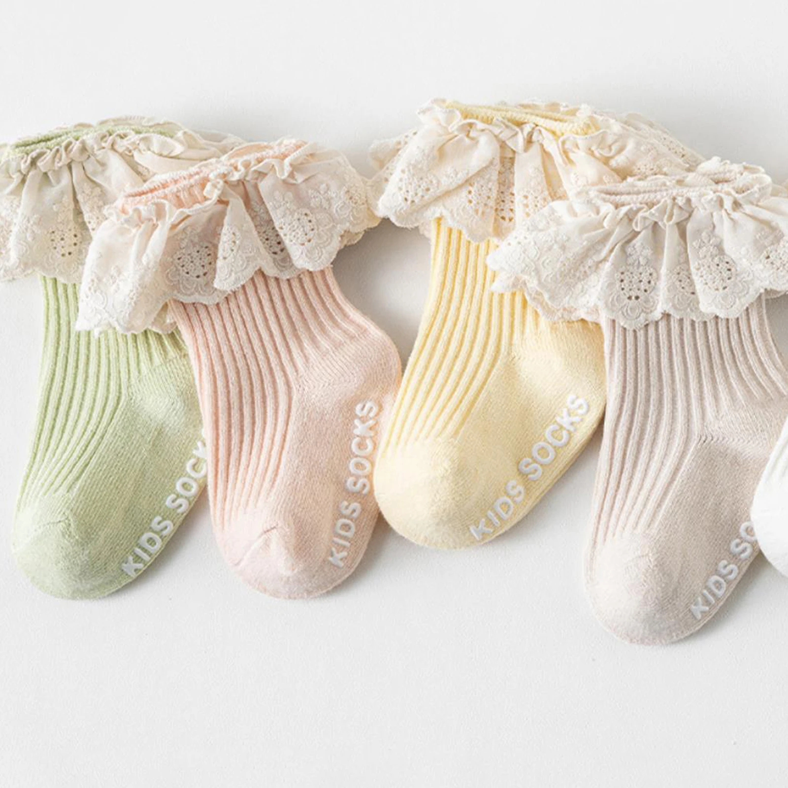 Toddler Baby Girl Lace Trim Socks Stylish Princess Style Soft Cute Non Slip Infant Ruffle Socks