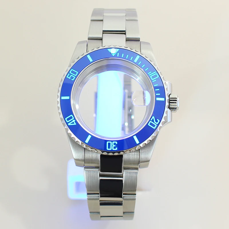 40mm Watch Case 20mm Bracelet Full Text C3 Luminous Bezel For Seiko NH35 NH36 NH38/34 Miyota 8215 ETA 2824 Movement 28.5mm Dial