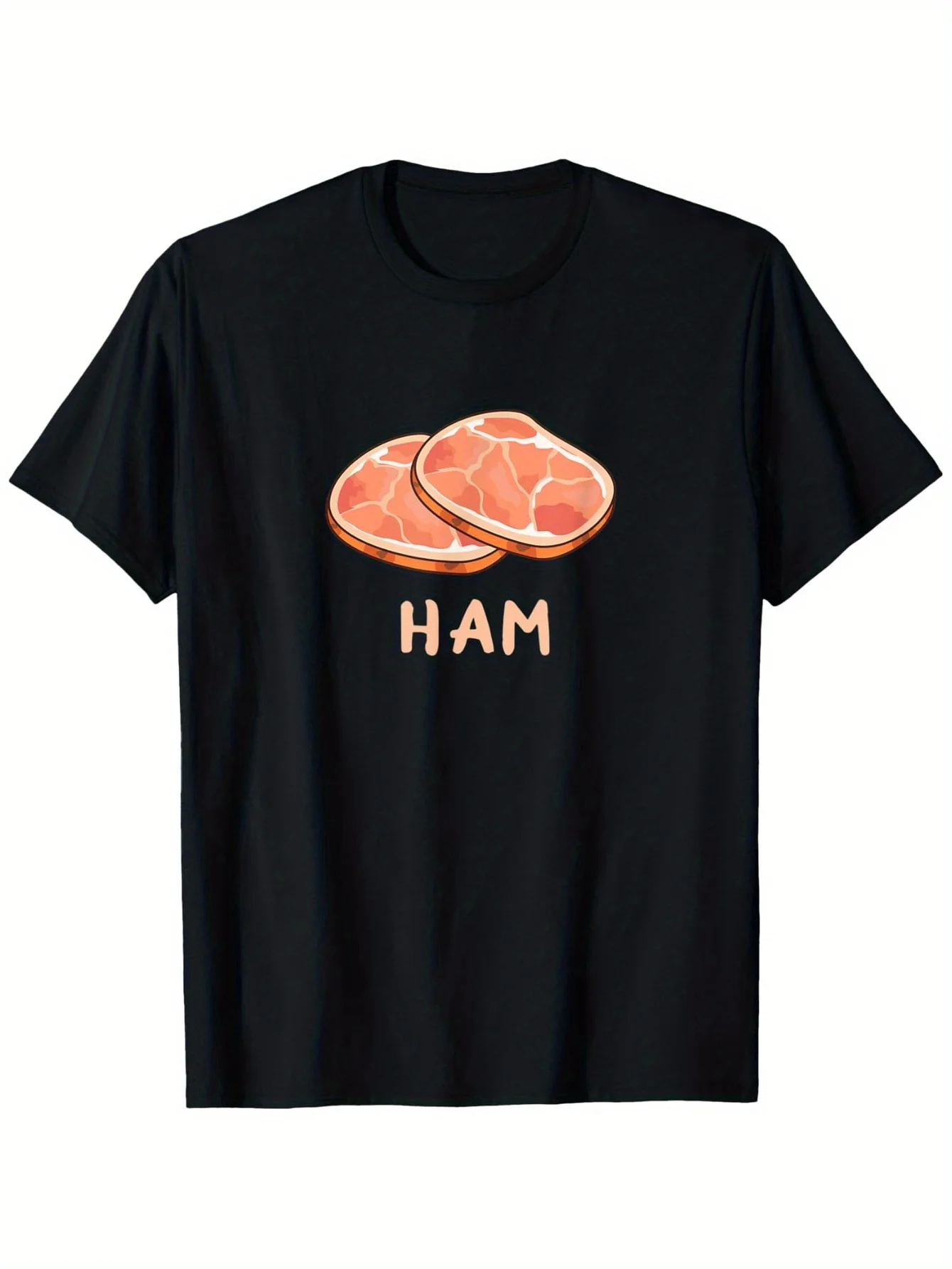 Men's Funny Hampton - Soft Breathable Fade-Resistant Black T-Shirt with Ham Graphic - Casual Everyday  Themed Party Tee -  Everyday Essential, Humorous Apparel, Playful Design, Faderesistant Fabric, Holiday Outfit, Trendy Apparel, Durable Material, Printe