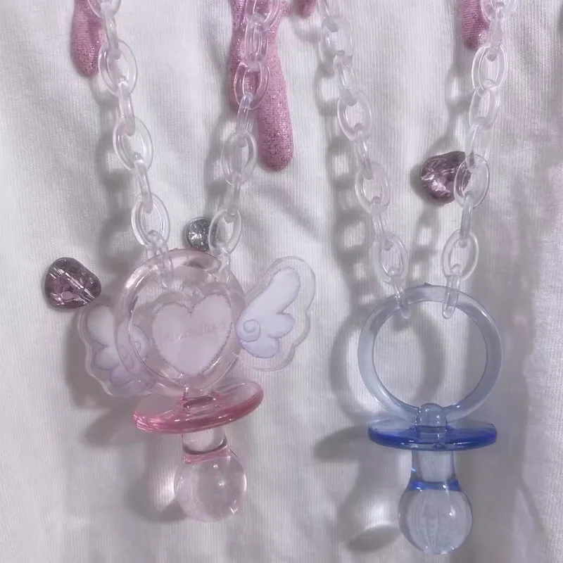 

Necklace Bag Pendant Keychain Pink Blue Pacifier Accessories Y2K Decorations Cosplay DIY