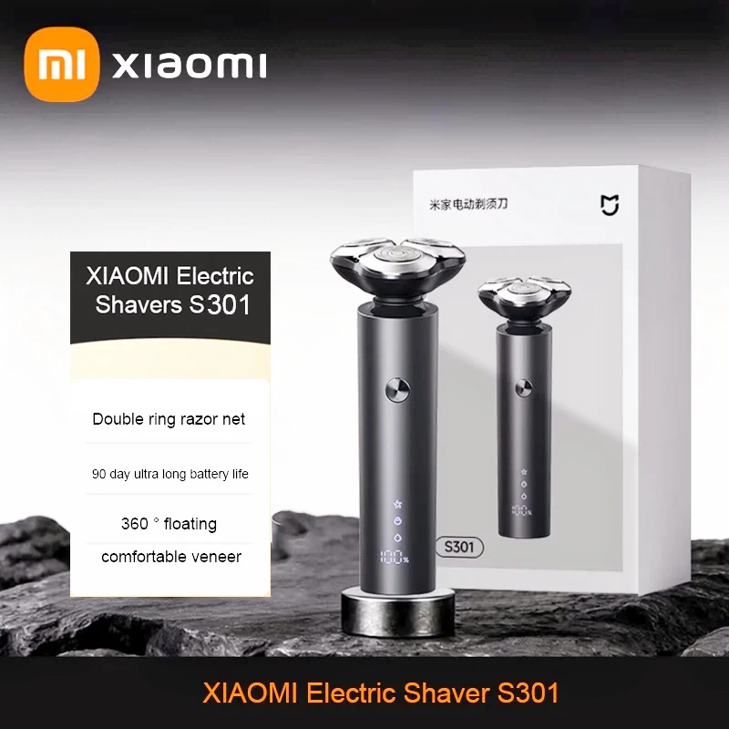 XIAOMI Electric Shaver Shaving Portable S301 Men's Beard Trimmer Machine Flex Razor IPX7 Washable Trimer Ceramic Blade Original
