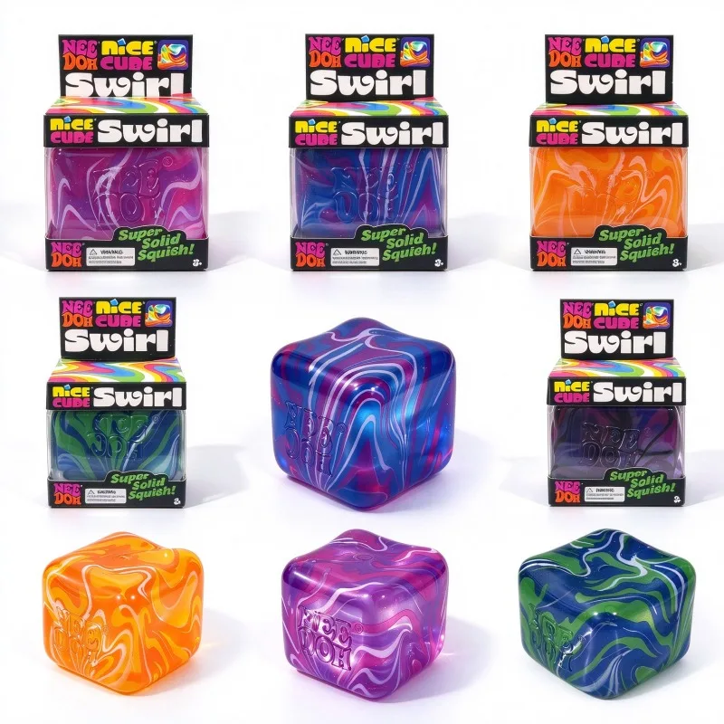 Schylling Needoh Nice Cube Swirl Marbled Maltose Squishy Squeeze Toy Super Solid Squish Slow Rising Toy For Stress Calming Gift