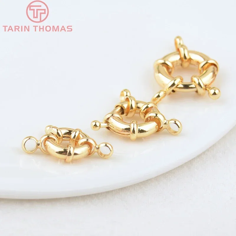 (2751)6PCS 11.5MM 13MM 15MM 21MM 24K Gold Color Brass 2 Holes Charms Bracelet Connector High Quality Diy Jewelry Accessories