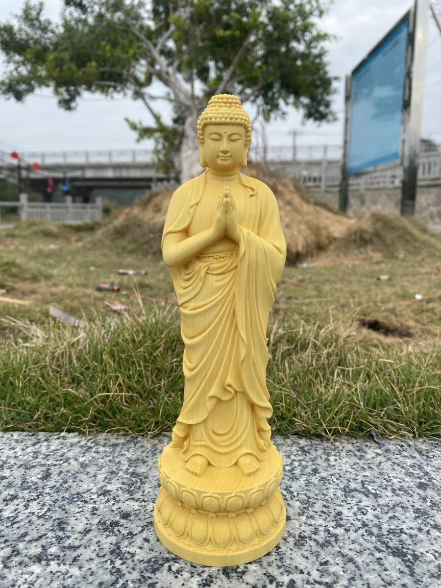 

Boxwood Carved Shakyamuni Buddha Statue, Vairocana Home and Temple Decor Sculpture