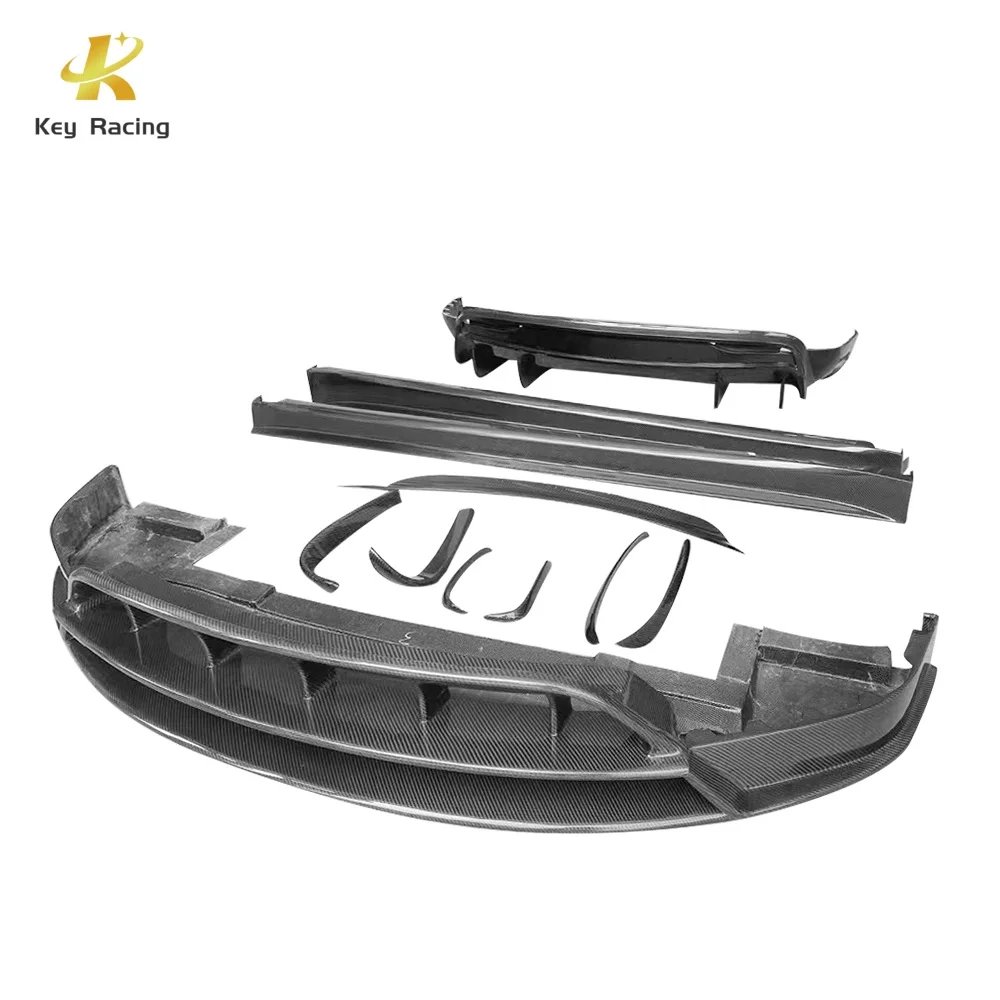 For Tesla Model X Upgrade RZ Style Body Kit Carbon Fiber Front Lip Rear Bumper Diffuser Side Skirt Spoiler