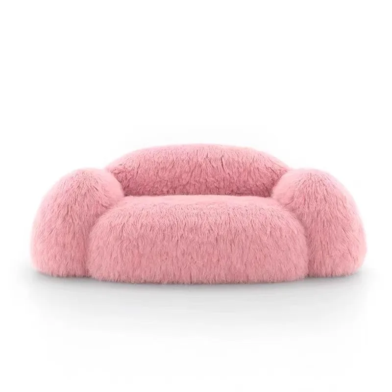 

Sofa modern light luxury Internet celebrity plush pink Nordic minimalist beauty salon clothing store reception sofa