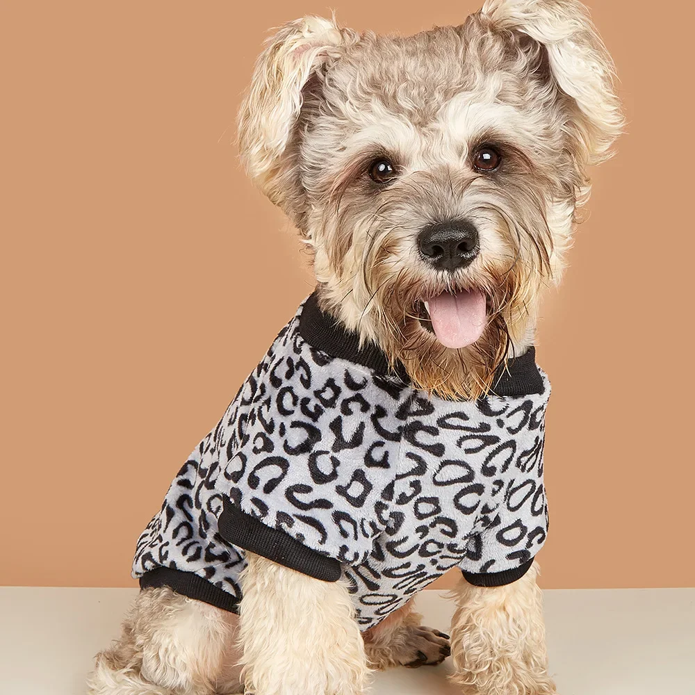 Puppy Pullover Dogs Pet Sweater Winter Leopard Print French Bulldog Winter Warm Sweater Pet Apparel Dog Clothing