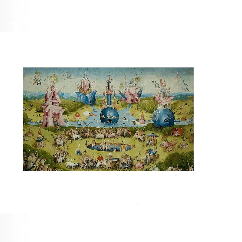 The Garden of Earthly Delights painted by Hieronymus Bosch, Art Print Canvas Poster, Living Room Decor, Home Wall Picture