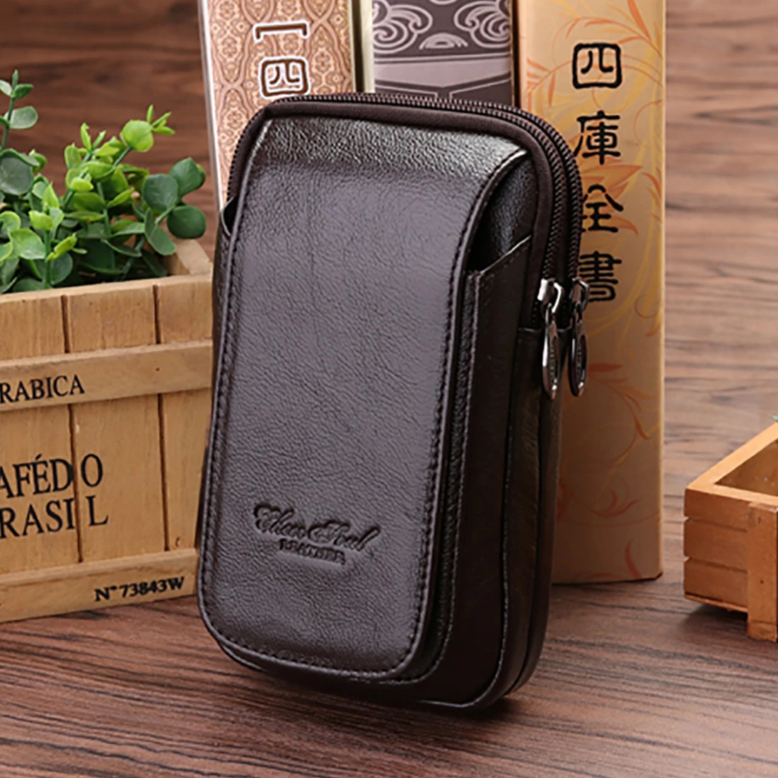 Genuine Leather Fanny Waist Pack Cell/Mobile Phone Case Purse Money Men Belt Bum Pouch Hook Bag