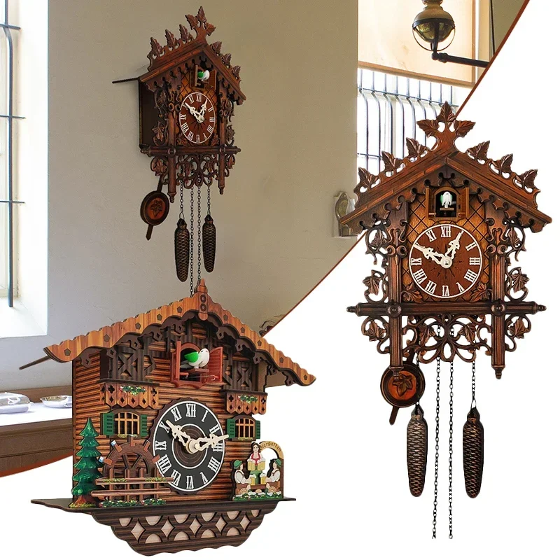 Classic Vintage Wood Cuckoo Wall Clock Vintage Wooden Clock Home Decor for Living Room Dining Room Wall Clock DROPSHIPPING