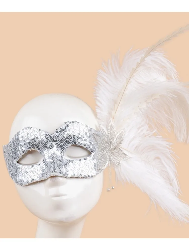 Masque pour les yeux Sexy plume paillettes gland vénitien mascarade bal Halloween fête déguisement accessoires de déguisement dame masque facial
