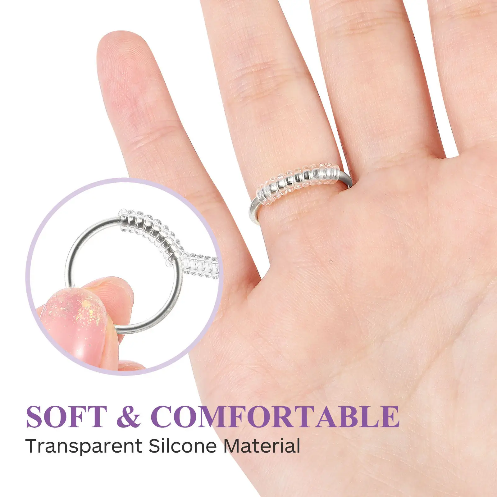 

Набор из 12 прозрачных пластиковых регуляторов размера кольца для женщин и мужчин, универсальные, для уменьшения размера свободных колец, с измерительной шкалой