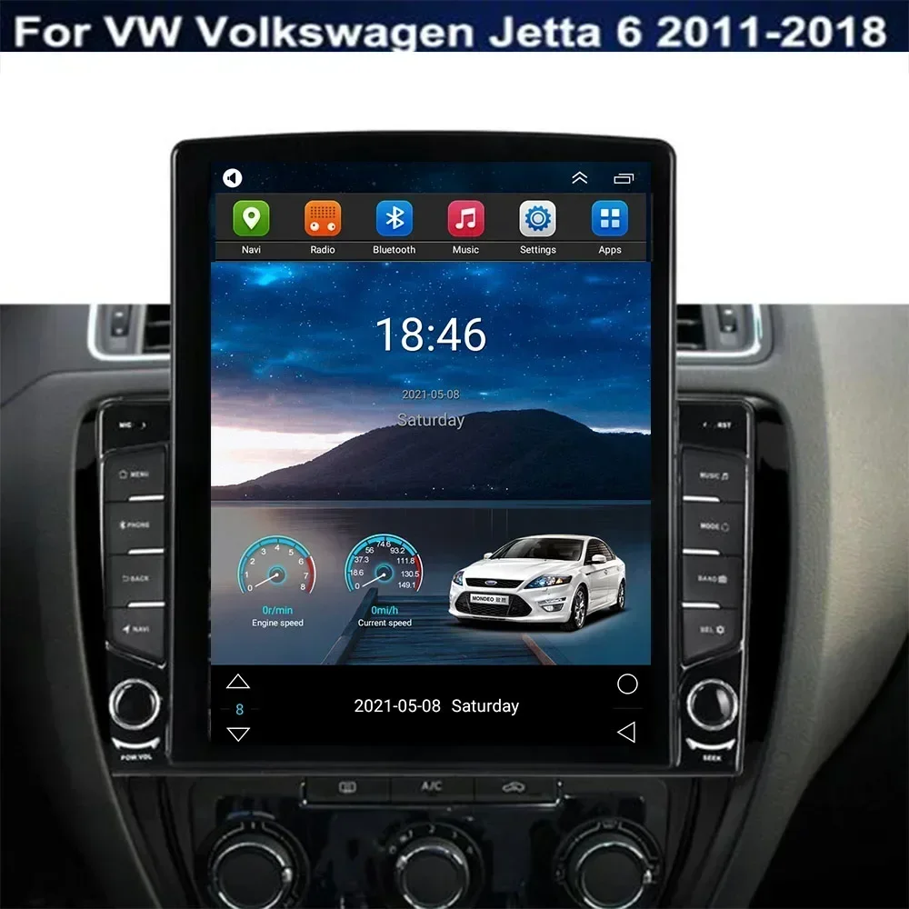 Tesla Style Android 14.0 Car Radio For VW Volkswagen Jetta 6 2011-2018 to 2035 Car DVD Multimedia Player Auto GPS Navigation 5G