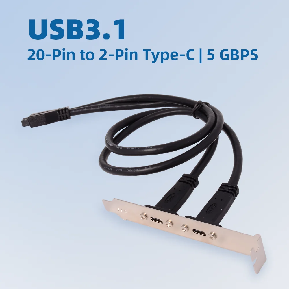 NEW USB3.0 20pin/2AF Type E/ TYPE-C Female Chassis Rear Baffle PCI Expansion 20Gbps
