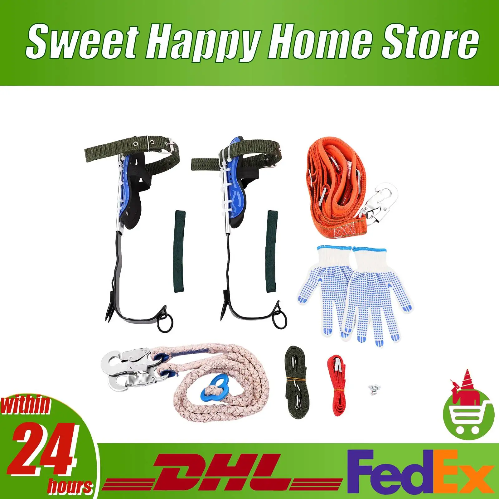 

Регулируемые шипы для скалолазания по деревьям, нагрузка 330 фунтов, стальное снаряжение для скалолазания с ремнем безопасности/верезой для сбора фруктов на открытом воздухе