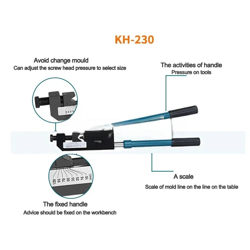 Pliers Portable Hydraulic CrimpingCable Wire Terminal Connector Hand Tools For Mechanical 10-240Mm ² Crimper KH-230