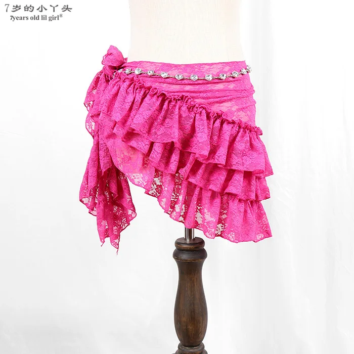 Falda de encaje para danza del vientre, disfraz de actuación, falda con bufanda a la cadera con abertura largaBPP0104