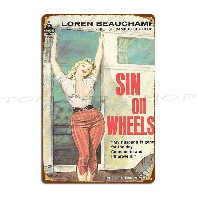 Sin On Wheels Metal Plaque Poster Cinema Living Room Painting Funny Printed Tin Sign Poster