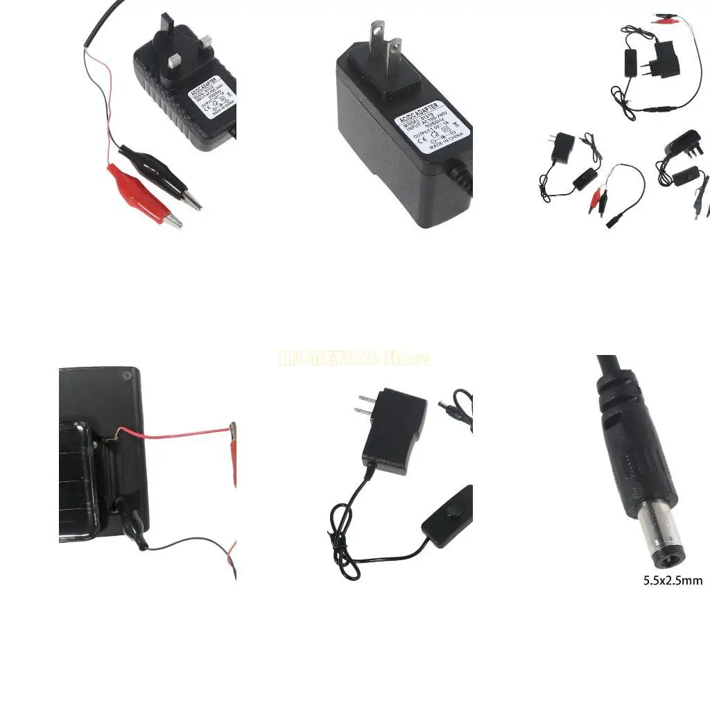 F62C AC to 5.5x2.5mm 1.5V 1A Power Adapter for Clock Thermometer and more device