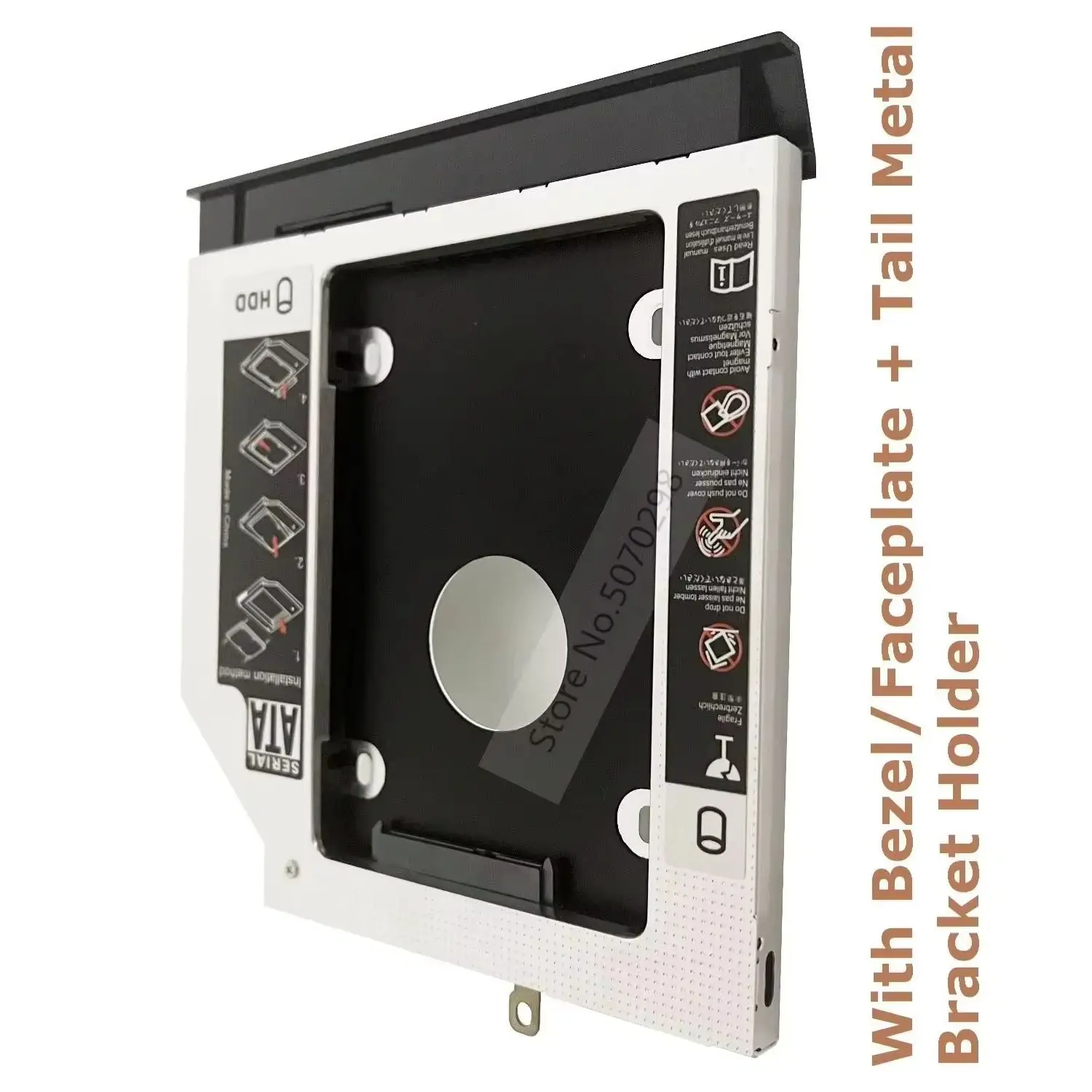 With Matched Bezel Panel 2nd 2.5 Hard Drive HDD SSD Optical bay Caddy Bracket Frame Adapter for Lenovo IdeaPad V510-14IKB E42-80