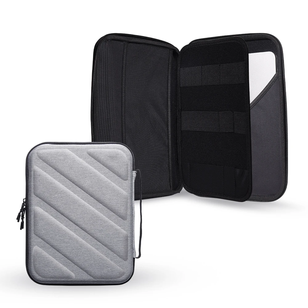 

For 10-11 inch 180° Full-Opening Tablet Sleeve Case Waterproof Shockproof Tablet Sleeve Bag - Grey