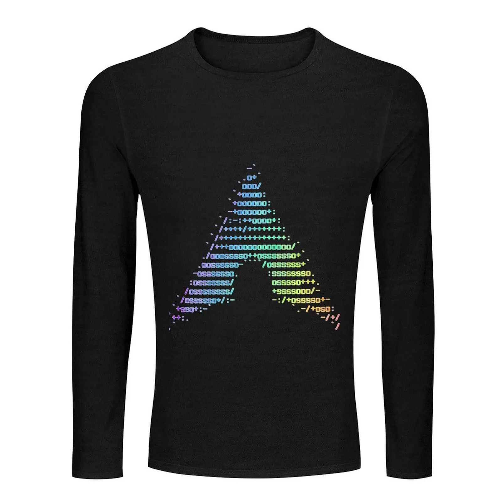 Arch-Linux-Rainbow-ASCII-Logo-- Long T-Shirt graphic t shirts mens tall t shirts