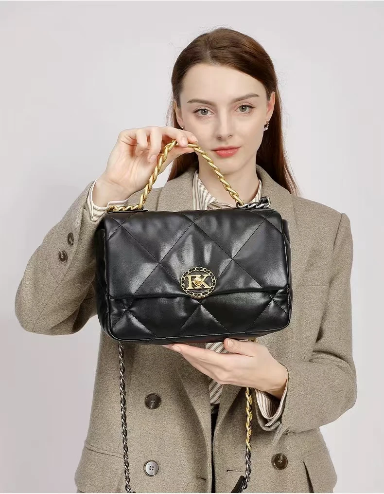 

Faionable Leather Lady Bag 2023 New Sle Briti Sle Diamond Chain Single oulder Crossbody Small Square Bag Trendy