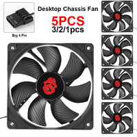 5/3/2/1PCS 120MM Desktop Chassis Fan 12V Large 4Pin 3000RPM High Speed PC Case Cooling Fan Cooler Two Ball Bearing Ventilador