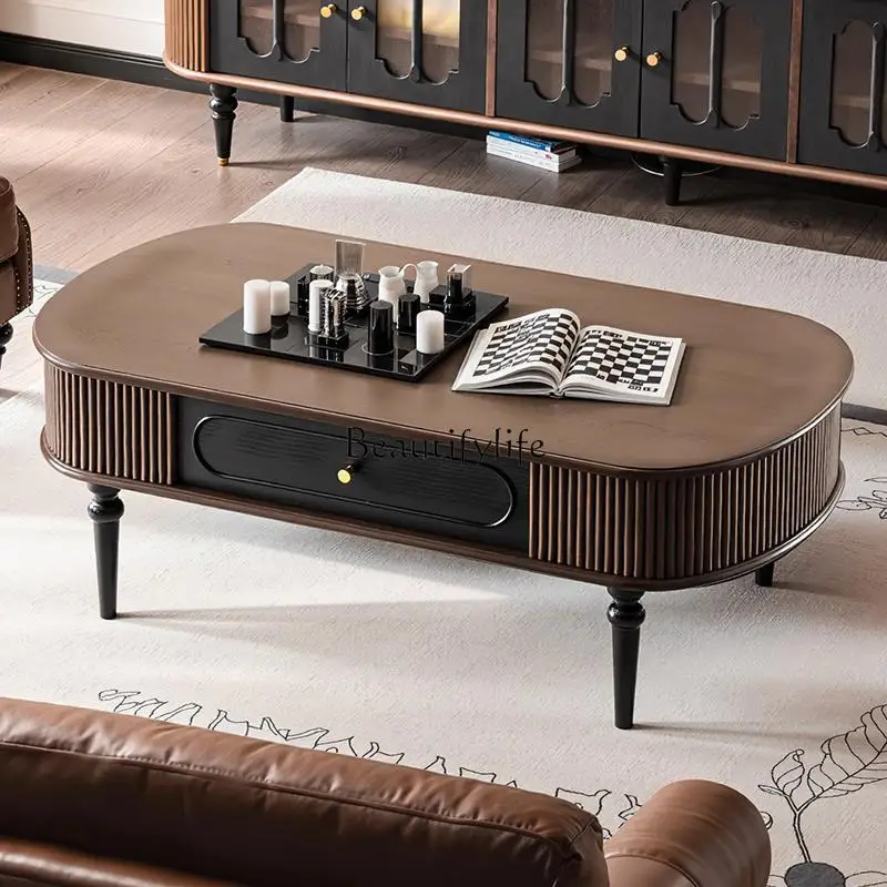 

-*Medieval French retro pure solid wood coffee table TV cabinet combination American style
