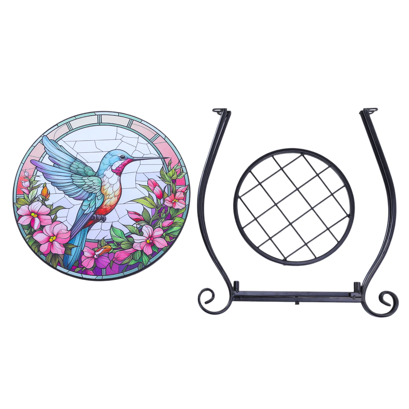 

14-дюймовый круглый металлический приставной столик-полка для хранения вещей для дома, патио, сада (розовый)