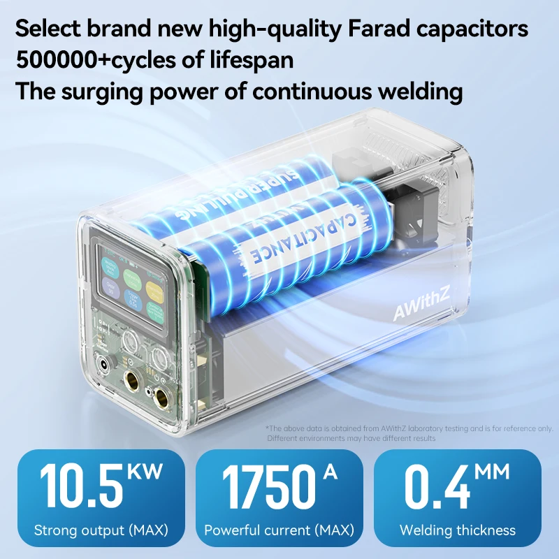 2026 new Awithz 10.5kw Farah capacitor DIY portable welding machine 18650 lithium battery 0.4mm metal spot welding machine