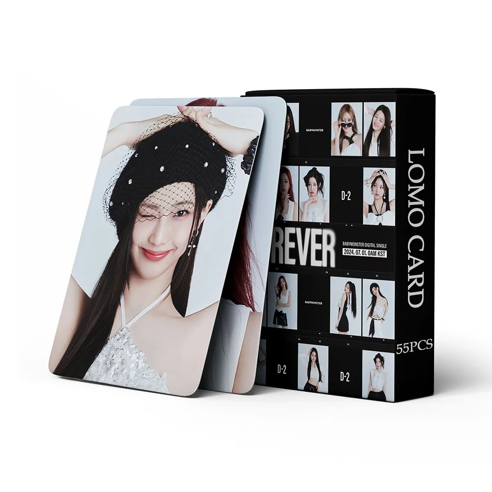 55pcs/Set Kpop BABYMONSTER Album Forever Boxed Card High Quality HD Photo Double Sides Printing LOMO Card Fans Collection Gift