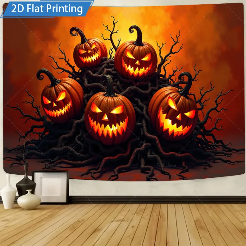 

1шт настенный гобелен Хэллоуин тыква гобелен - жуткий Джек-О'-Ланннс с декором витых корней