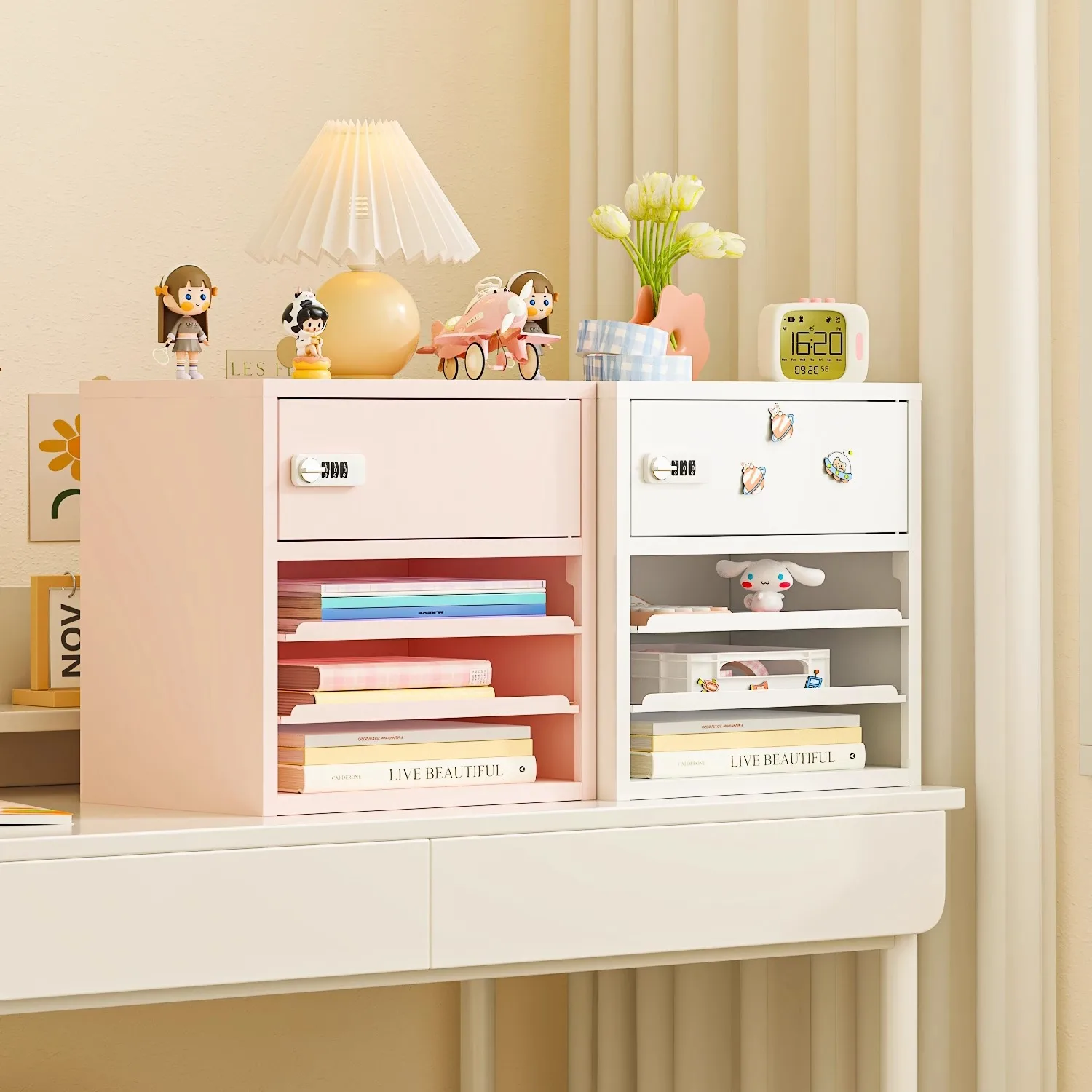 Small Password Box, Password Cabinet Household File Cabinet with Lock Storage Storage Box Student Locker Anti-theft