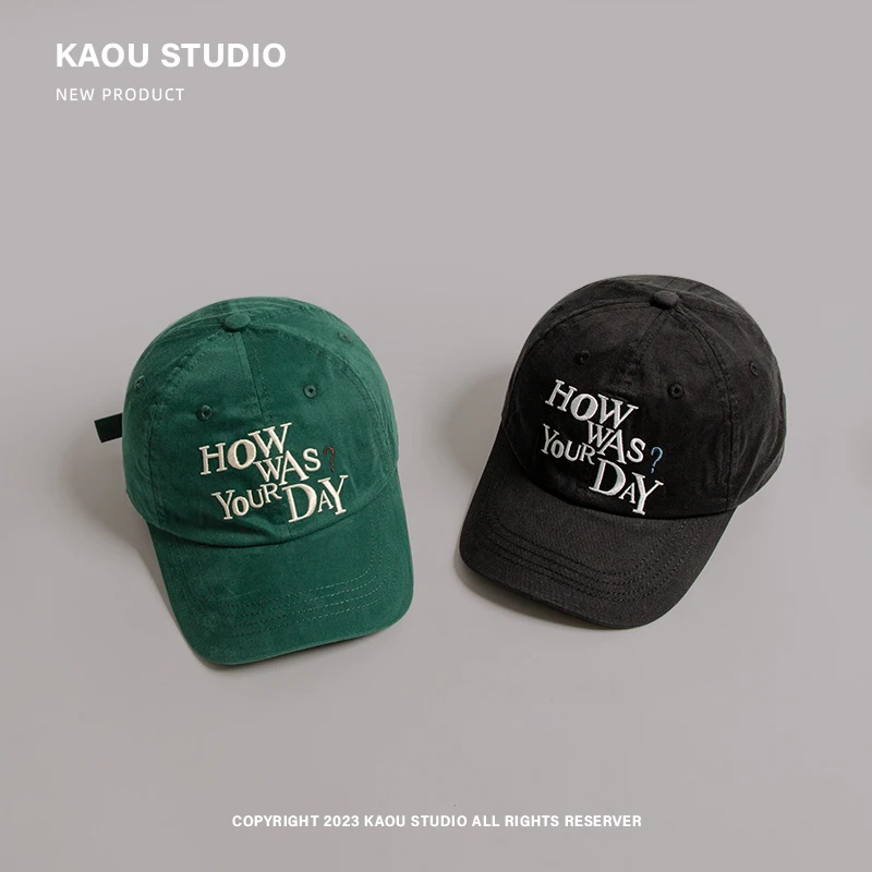 Women's Korean-Style Spring and Autumn Washed Peaked Cap All-Matching Embroidered Matching Baseball Cap