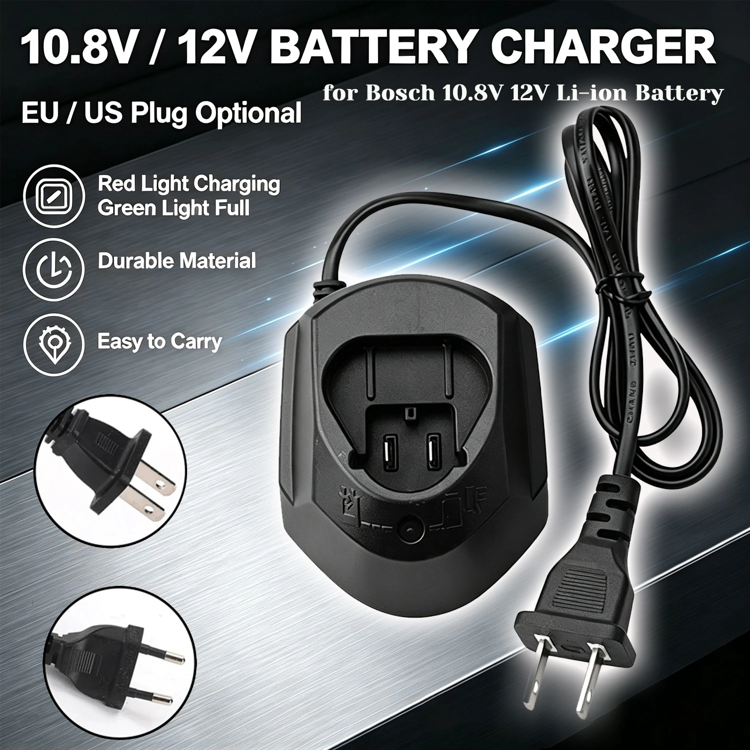 Li-ion Battery Charger For Bosch 10.8V 12V BAT411 BAT412 TSR1080 EU/US Plug LED Indicator Power Tool Charger No Battery